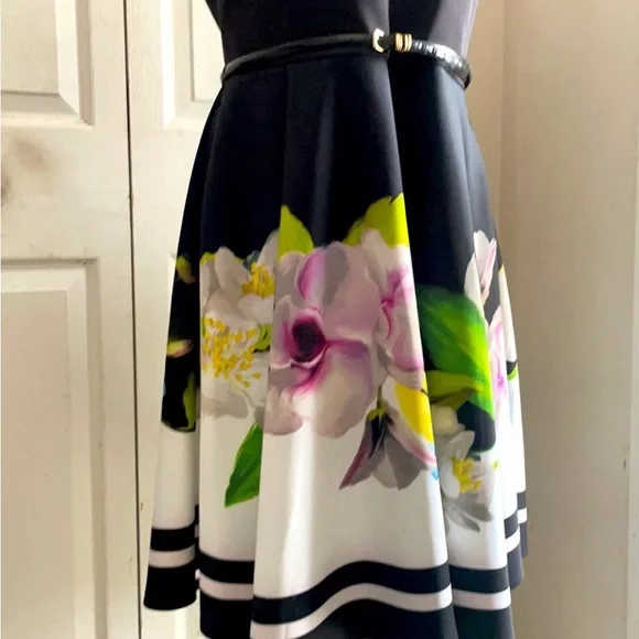 Ted Baker Black Floral Midi Dress - Picture 9 of 14